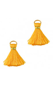 Mini Quaste 2cm - Gold-calypso orange